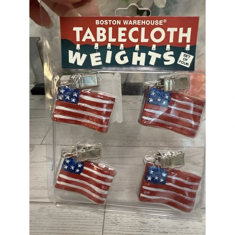 2001‎ Lot 2 Boston Warehouse Tablecloth Weights American Flag Patriotic July 4TH